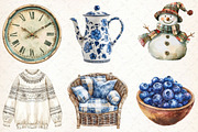 Watercolor Winter Cottage Clipart, an Illustration by Libby Wishes (Thumbnail 4 of 8)