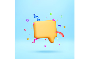 3d yellow speech bubble with, an Illustration by Abscent
