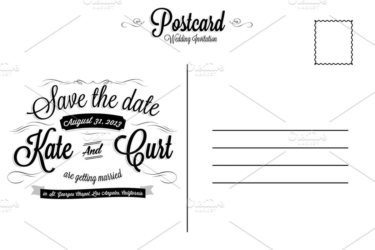 Vintage Wedding Invitation Postcard, an Invitation Template by Graphic Boutique (Photo 3 of 3)