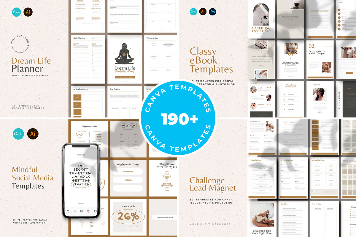 Mindset Coach Bundle For CANVA, a Templates & Theme by AndrewPixel (Photo 1 of 61)