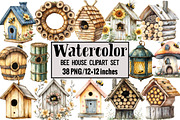 Bee House Clipart Set, an Illustration by Design Market (Thumbnail 1 of 3)