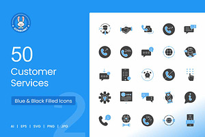 Customer Services Blue & Black Icons, an Icon by IconBunny