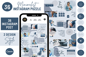 Blue Instagram Puzzle Grid Template