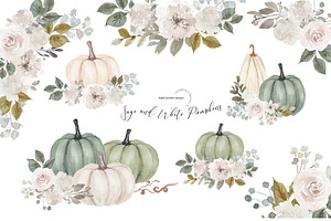 Sage And White Pumpkin Clipart