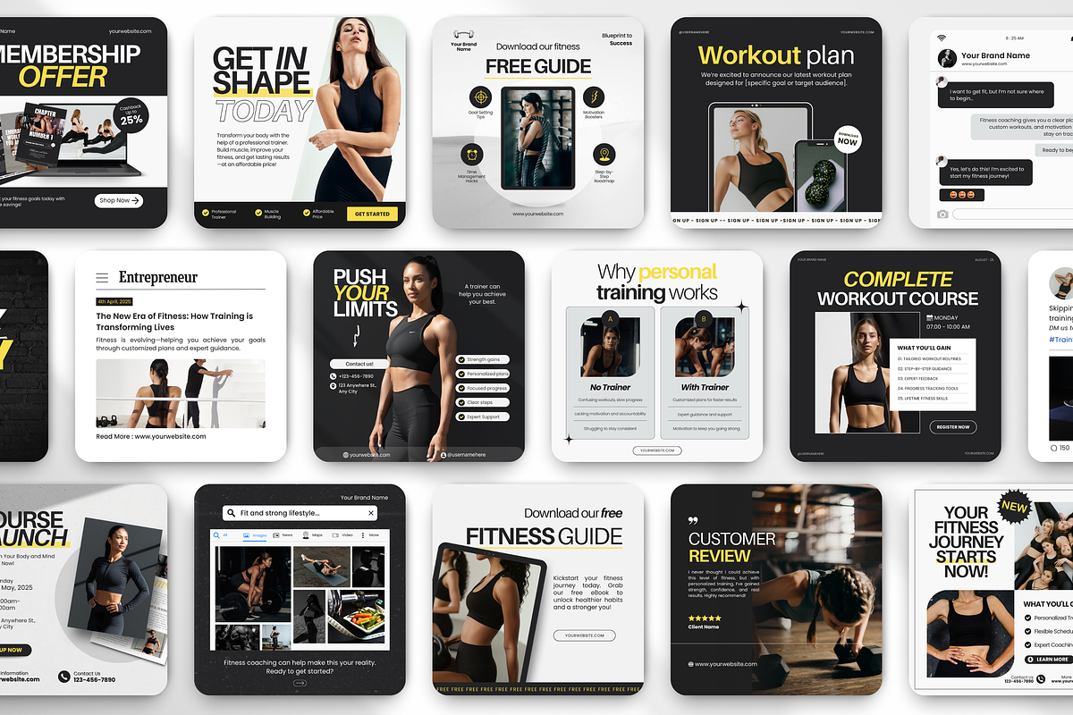 Fitness Coach Canva Template Bundle, a Social Media Template by DigiPax (Photo 9 of 15)