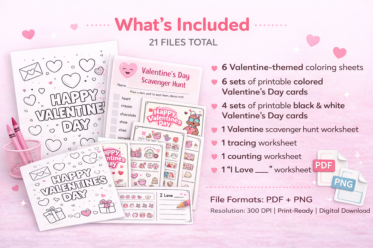 Valentine Coloring Pages & Activity, a Seasonal Illustration by MIRoots Design Studio (Photo 2 of 5)