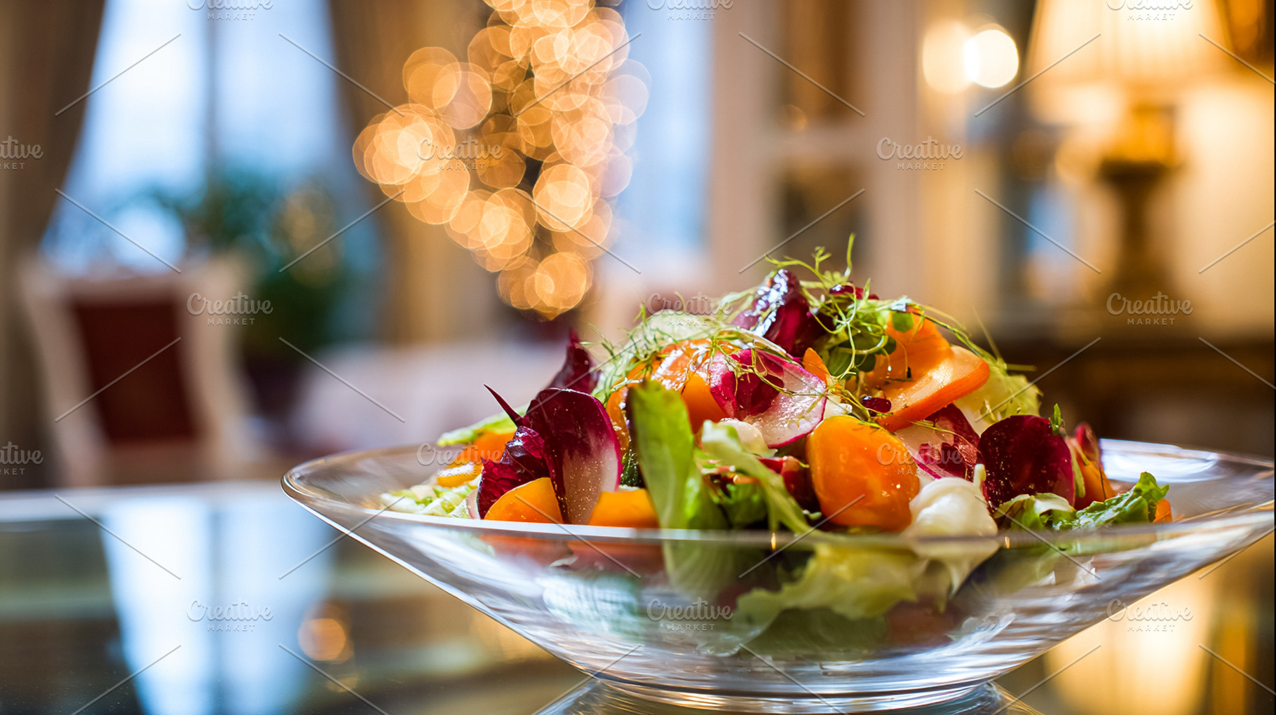 Gourmet salad with fresh vegetables and microgreens served in a, a Food & Drink Photo by Studio ANNA