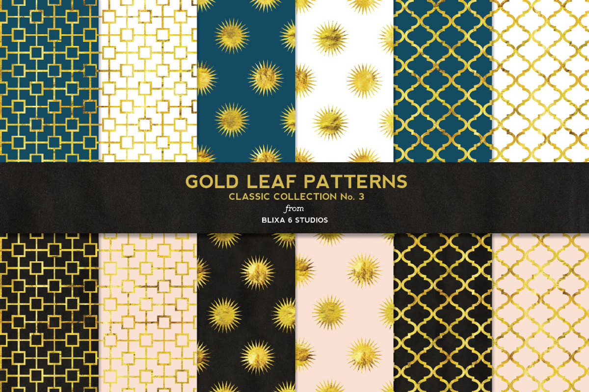 36 Gold Leaf Patterns Super Bundle preview 4