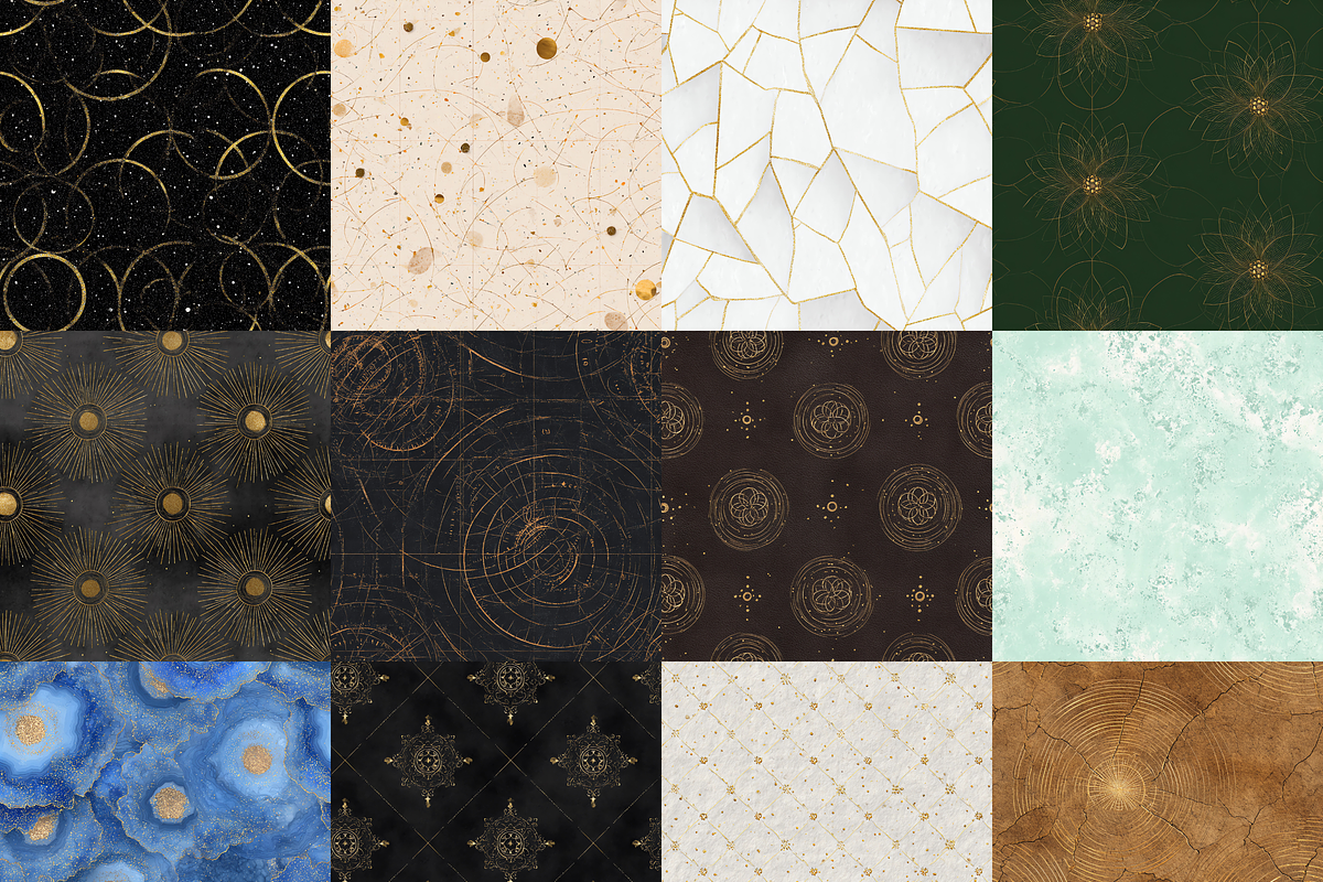 Gold Foil Sacred Geometry Pattern