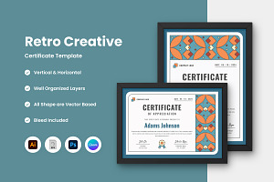 Retro Creative Certificate Template, a Stationery Template by twinstd