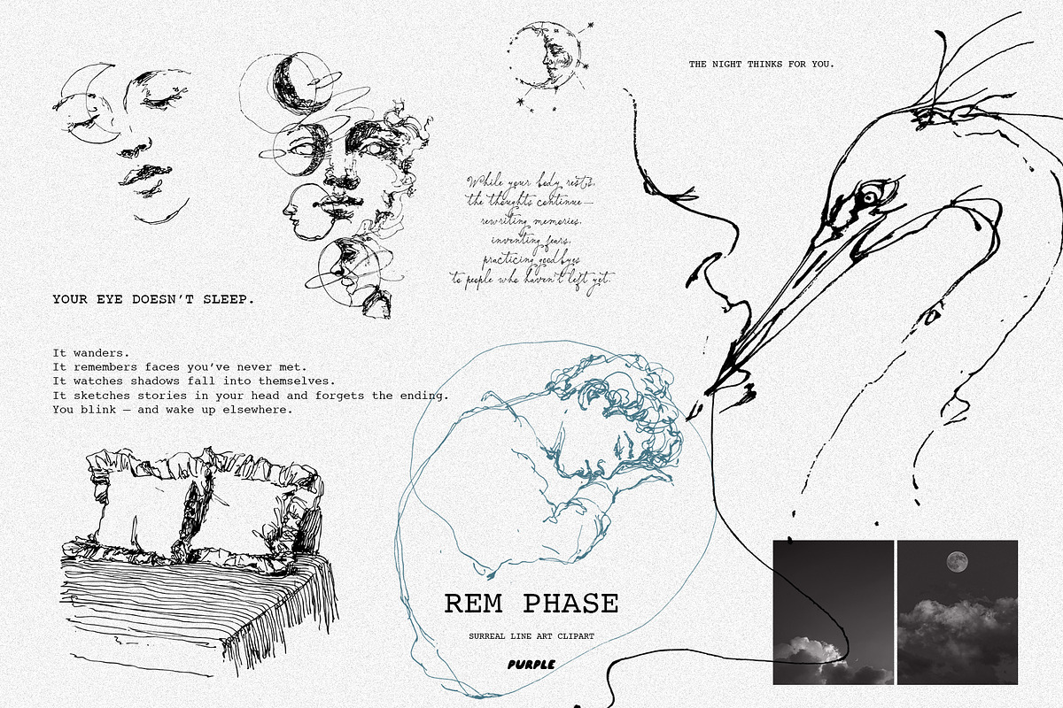 REM Phase: Surreal Line Art Clipart, a Healthcare Illustration by Purple (Photo 4 of 9)