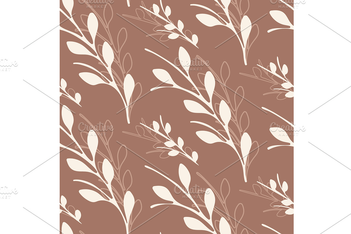 Brown seamless floral pattern with, an Illustration by okskukuruza