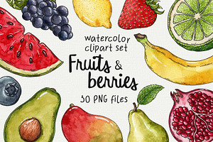 Fruits & berries watercolor clipart