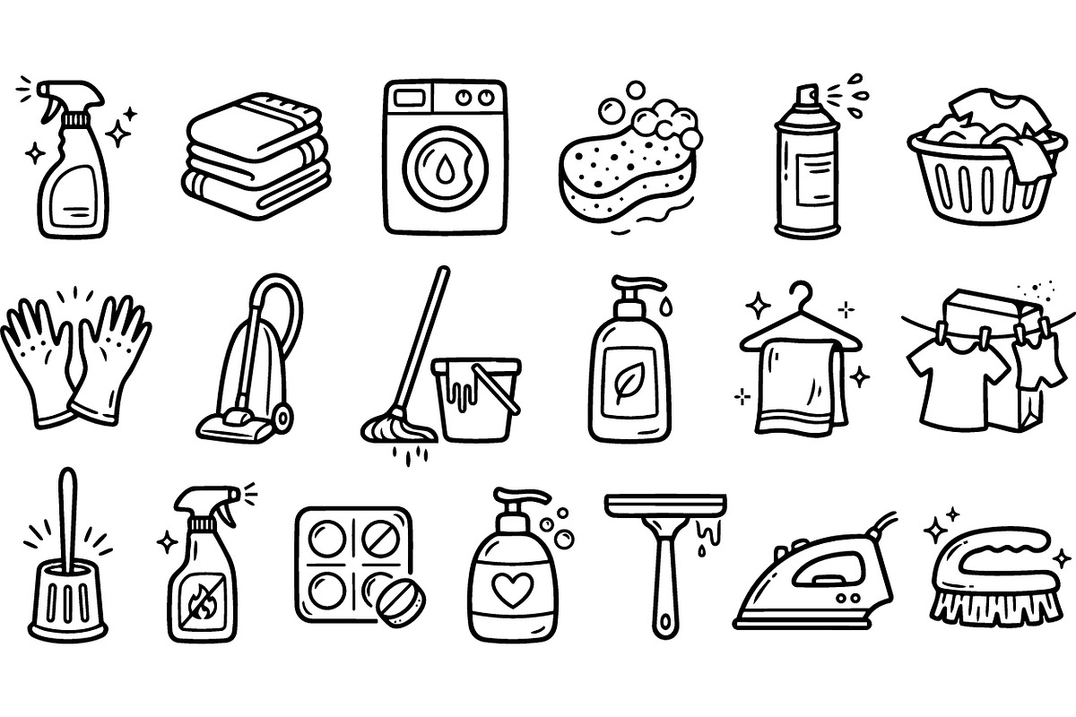 Household Cleaning Tools Set, an Illustration by designvectx (Photo 2 of 3)