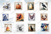 Vintage Halloween Postage Stamp Clip, a Graphic by designcity5 (Thumbnail 3 of 5)