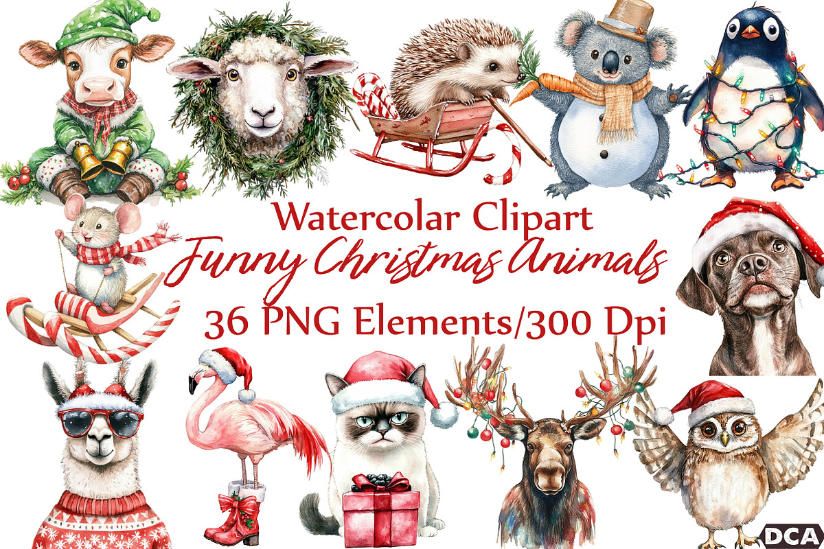 Funny Christmas Animals, an Illustration by DreamCafeArt (Photo 1 of 7)
