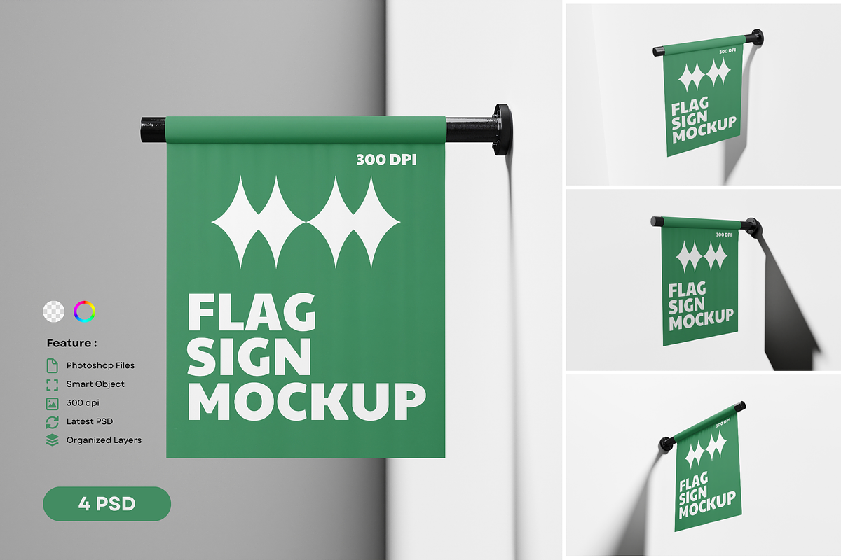 Flag Sign Mockup, an Advertising Mockup by DSNA Mockup (Photo 1 of 5)