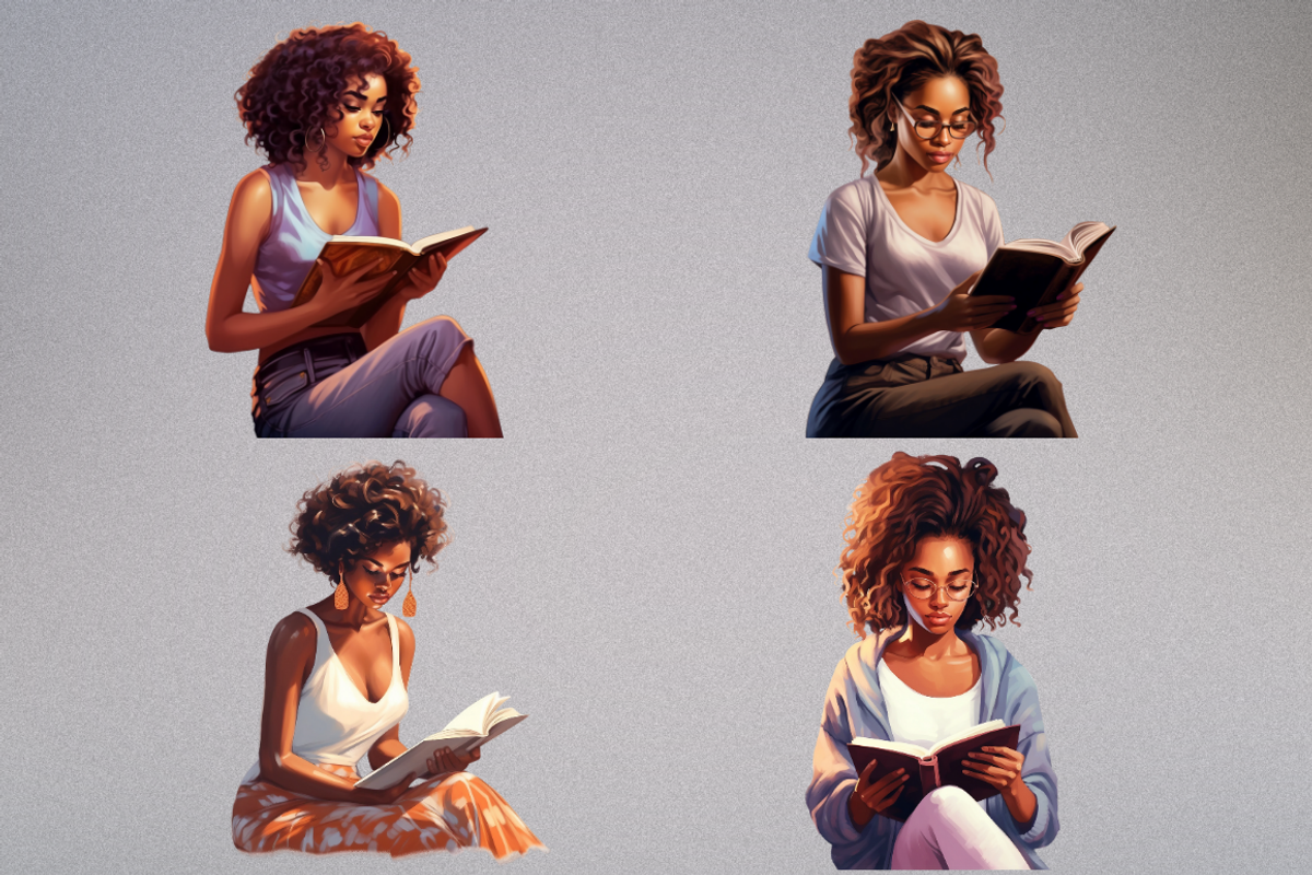 African American Reading Girl, a Person Illustration by Mash Mash Stickers (Photo 9 of 9)