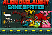 Alien Onslaught - Game Sprites, an Illustration by pzUH (Thumbnail 1 of 5)
