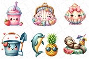 Kawaii Summer Beach Clipart Bundle, an Illustration by DreamPrint404 (Thumbnail 4 of 6)