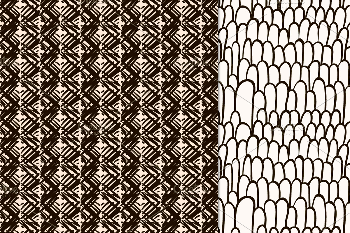 6 Black Sketched Seamless Patterns, a Pattern Graphic by Olya Creative (Photo 3 of 4)
