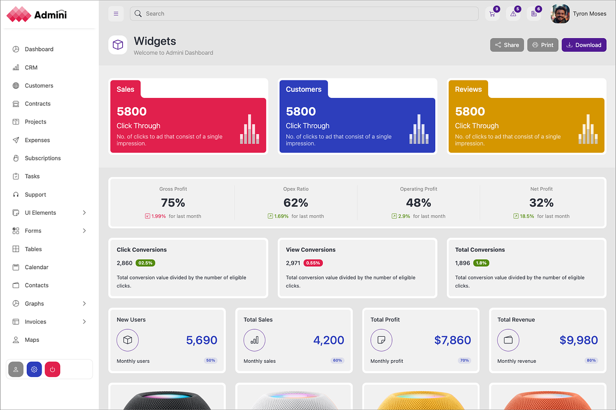 Admini - Admin Dashboard Template, a Bootstrap Template by Creative Themes (Photo 6 of 6)