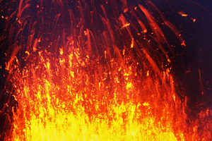 Erupting glow fountain red hot lava, a Nature Photo by Alexander-Piragis