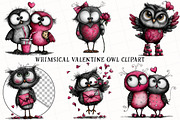 Whimsical Valentine Owl Clipart, an Illustration by OK Design (Thumbnail 2 of 6)