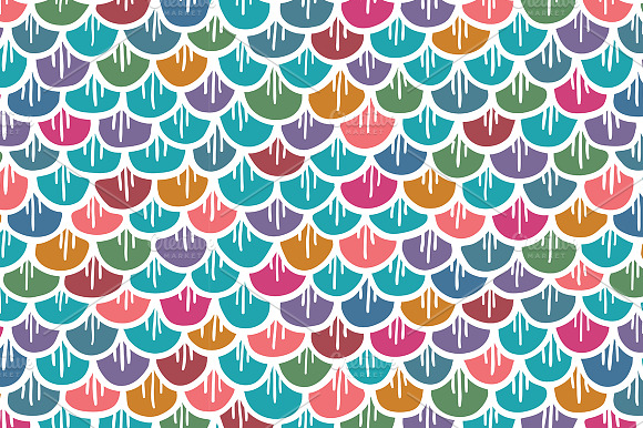 Fish Scales Seamless Pattern Colored