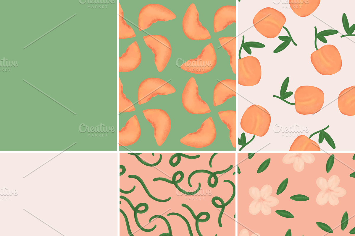 Just Peachy - 9 Seamless Patterns, a Food Illustration by Lucky Dog Design Co. (Photo 3 of 3)