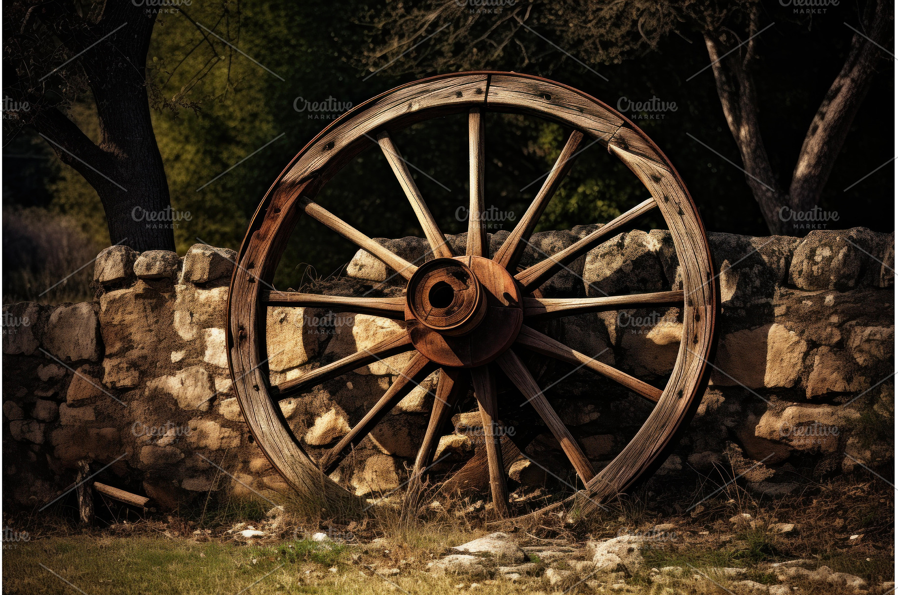 Nostalgic Rustic old wheel scene, a Nature Photo by Ylivdesign