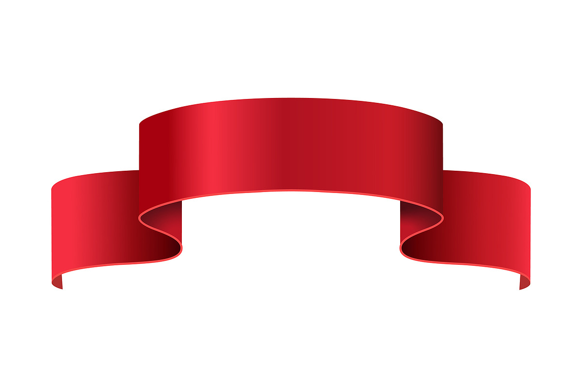 Red ribbon. Realistic glossy banner, an Object Graphic by HappyStories
