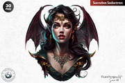 Demonic portraits clipart set, a Person Illustration by ThatsDesignArt (Thumbnail 6 of 10)