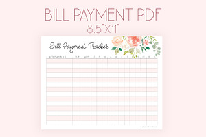 Bill Tracker Printable Letter Size