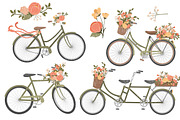 Peach Floral Bicycles Clipart, an Illustration by Amanda Ilkov (Thumbnail 5 of 5)