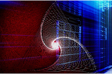 3D render Binary stream, flow of