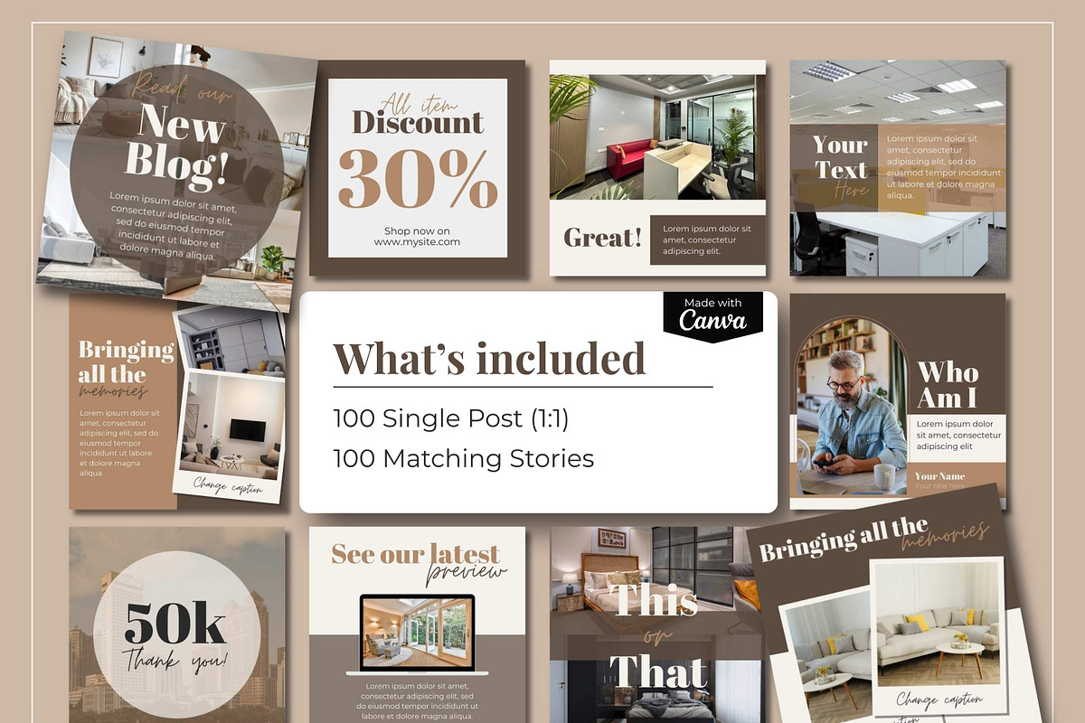 Warm Beauty Instagram Template Canva, a Social Media Template by Everyday Perfection (Photo 4 of 8)