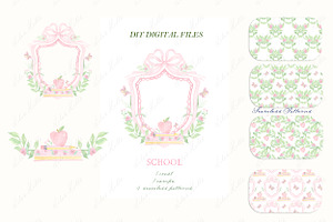 Pink School Family Watercolor Crest