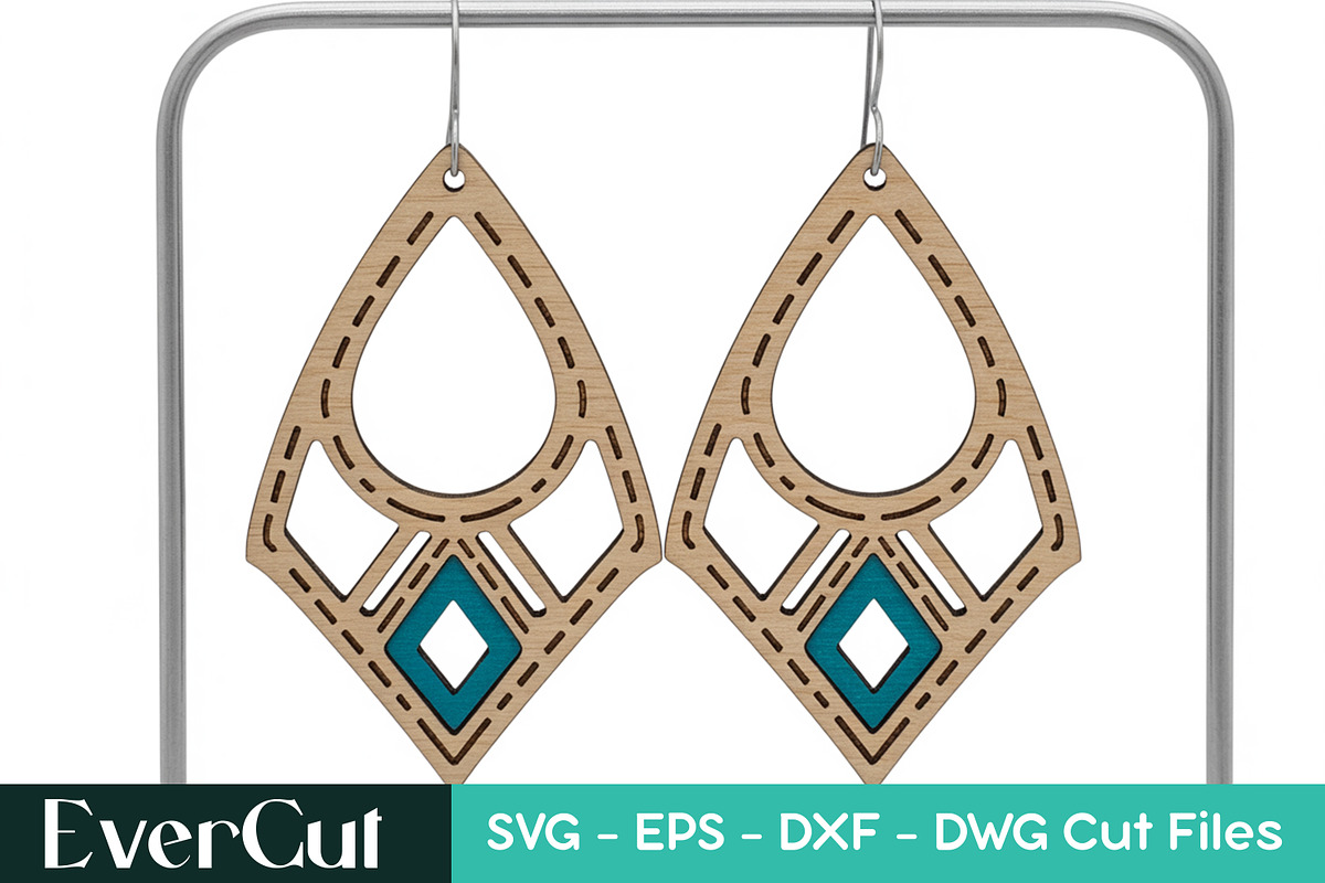Boho Diamond Drop Earrings, a Graphic by EverCut Designs