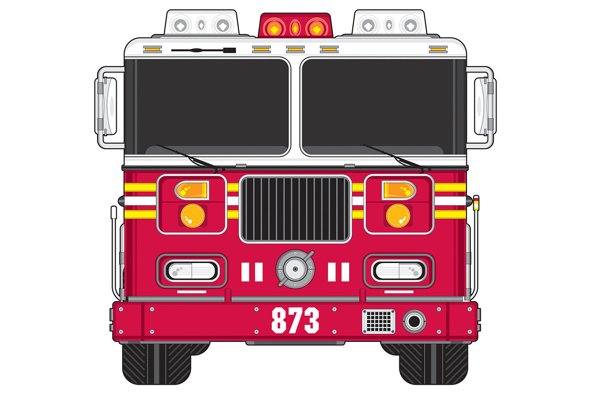 Cartoon Fire Engine, a Transportation Illustration by Mark Murphy Creative