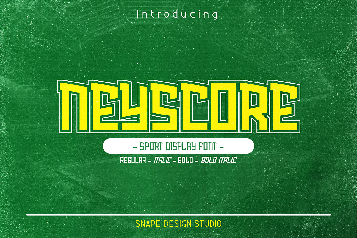 Neyscore - Sport Font, a Sans Serif Font by Snape Design Studio (Photo 1 of 5)