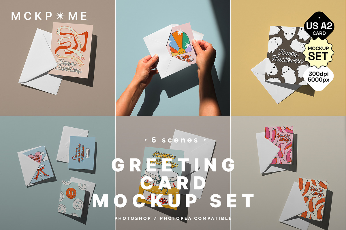 US A2 cards and envelopes mockup set, a Merchandise Mockup by MCKP*ME (Photo 1 of 7)