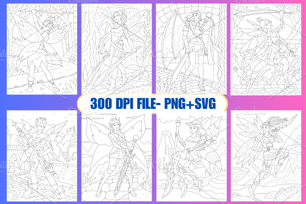Battle Fairy Coloring Pages, a Decorative Illustration by Coco Bloom (Photo 2 of 5)