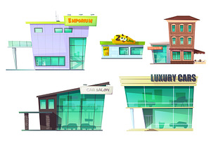 Urban Retro Modern Building Cartoon