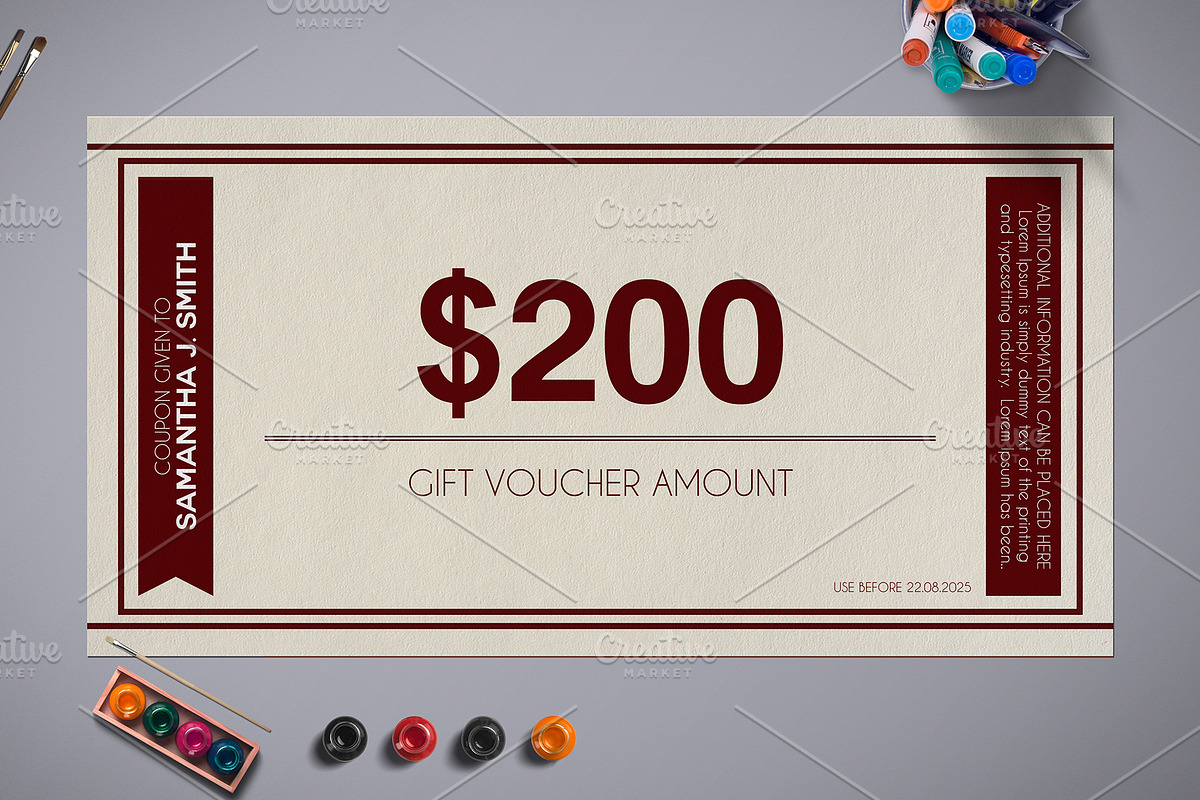 Multipurpose Retro Gift Voucher 01, a Card Template by Tzochko (Photo 7 of 8)