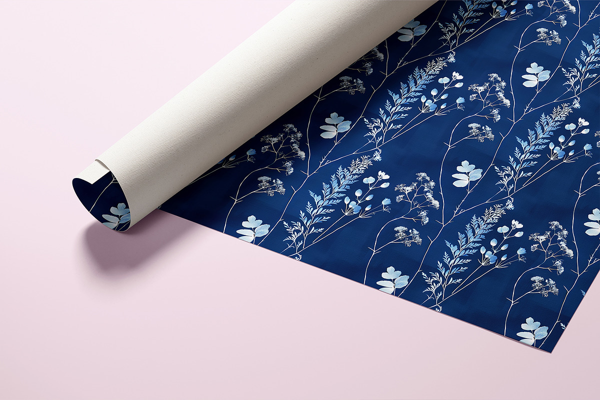 Cyanotype Floral Seamless Patterns, a Pattern Graphic by Ninterints (Photo 15 of 18)