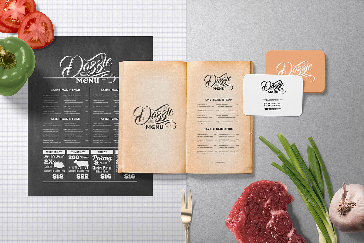 Restaurant Menu Mockup Scenes, a Books & Magazine Mockup by ZippyPixels (Photo 1 of 4)