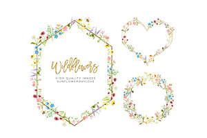 Frame Watercolor Wildflowers Clipart