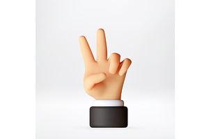 3D Hand gesturing victory or peace, an Object Illustration by Abscent
