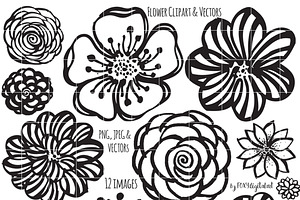 Flower Clipart Hand Painted Brush